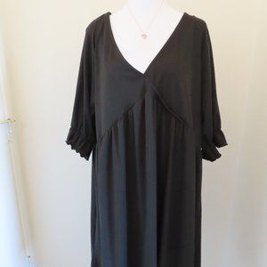 NWT Pink Daisy Black Poly/Spandex Ruffle-Sleeve Surplice Dress 2XL